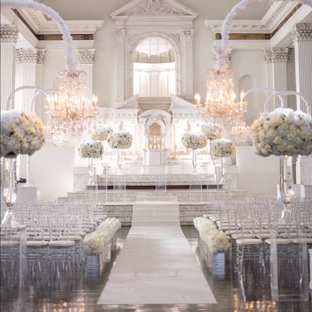 Wedding Aisle Runner 50’ by 40’ White Dupionique